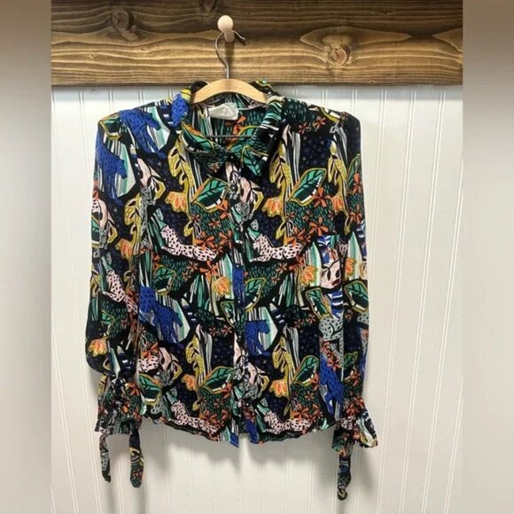 Anthropologie Tops - Anthropologie Maeve Masha Volnova Carmiel Buttondown Jungle Animal Print Size 10